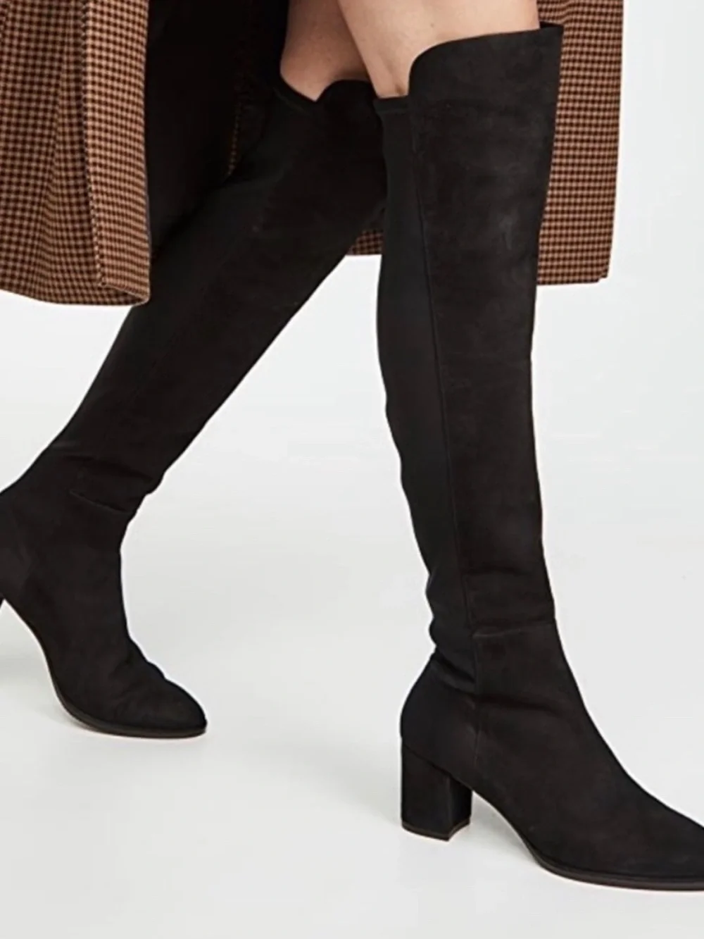 Stuart Weitzman Gillian 60 City Booty, Black Suede Over-the-Knee Boots